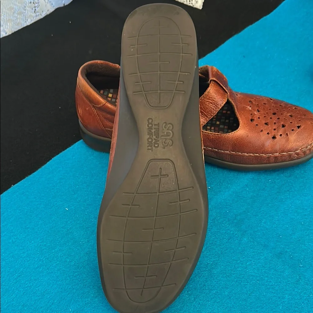 SAS Brown Leather Mary Jane Shoes size 9 M comfort! - Picture 3 of 4